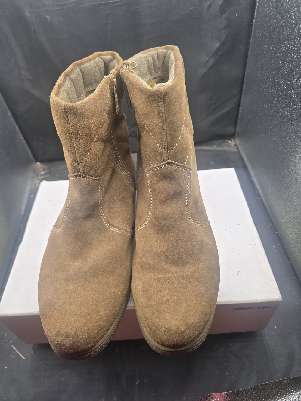 totes Brown Suede Zip-Entry Ankle Boots